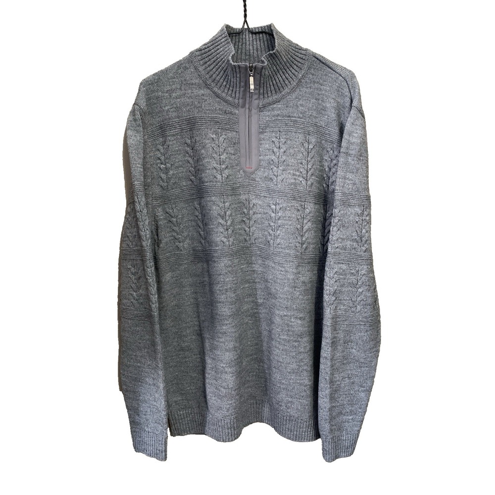 Saint James Detroit 1/4 Zip Pullover Wool Blend Cable Knit Sweater Men's 46 Gray - Picture 2 of 16